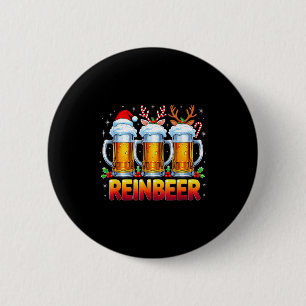 Kerstman Kerst Bierliefhebbers Grappig Drinken Tre Ronde Button 5,7 Cm