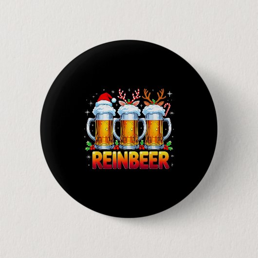 Kerstman Kerst Bierliefhebbers Grappig Drinken Tre Ronde Button 5,7 Cm (Voorkant)