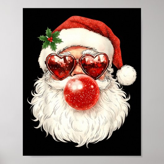 Kerstman Kerst Blaast Bubble Gum En Zonnebril Poster (Voorkant)