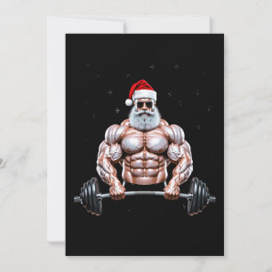 Kerstman Kerst Bodybuilder Gewichtheffen Gym Kaart
