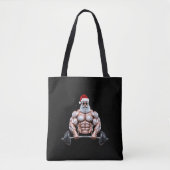 Kerstman Kerst Bodybuilder Gewichtheffen Gym Tote Bag (Voorkant)