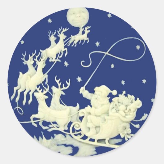 Kerstman Kerst  Briefkaart Kunst Ronde Sticker (Voorkant)