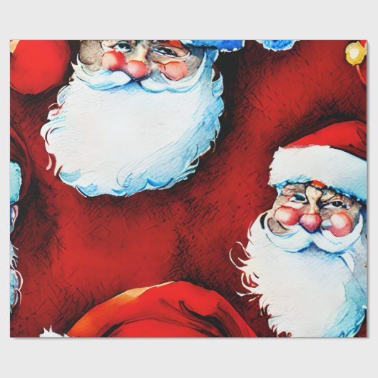 Kerstman kerst cadeaupapier (Vlak)