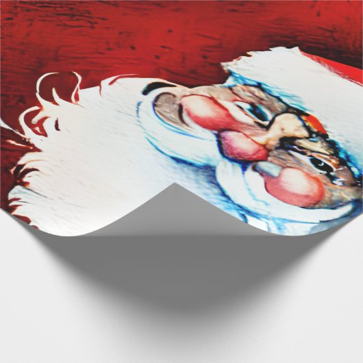 Kerstman kerst cadeaupapier (Hoek)