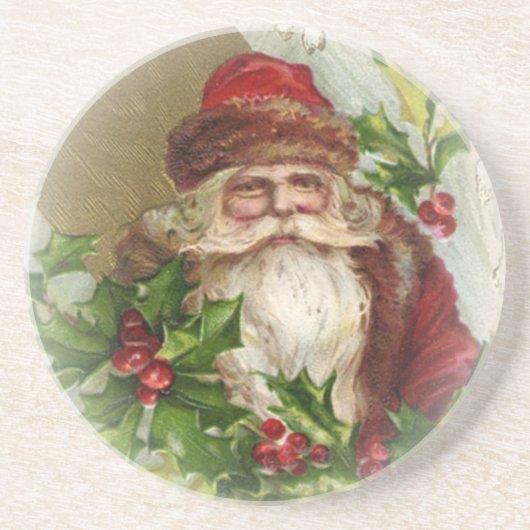 Kerstman Kerst Coasters Oudroze Zandsteen Onderzetter (Voorkant)