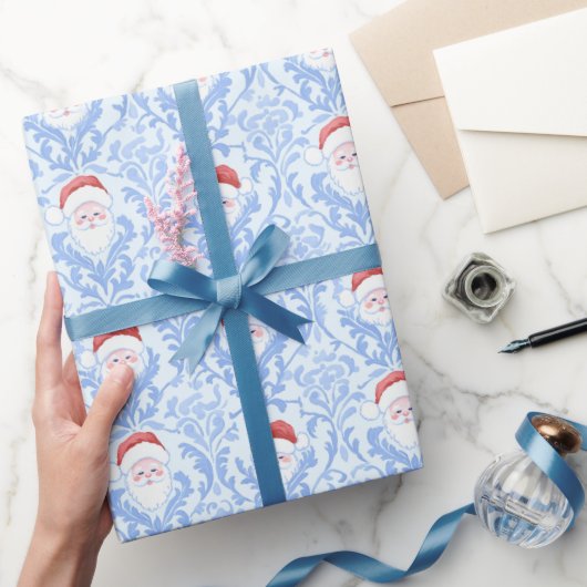 Kerstman Kerst Damast Cadeaupapier (Geschenken)