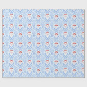 Kerstman Kerst Damast Cadeaupapier (Vlak)