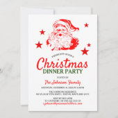 Kerstman Kerst Dinner Feest Kaart (Voorkant)