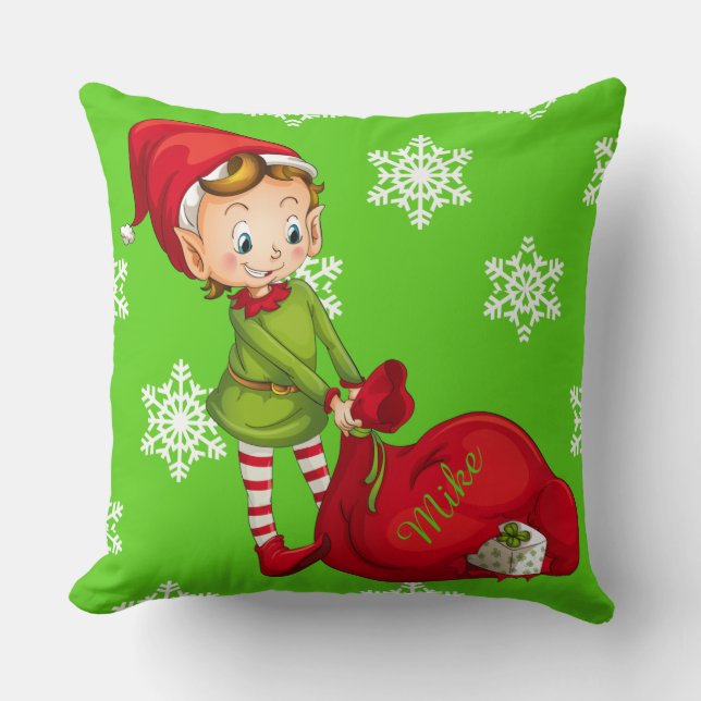 Kerstman Kerst Elf Kussenhoes Kussen (Voorkant)