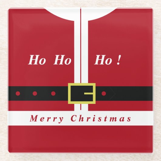 Kerstman Kerst Glas Onderzetter (Voorkant)