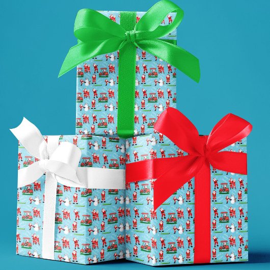 Kerstman Kerst Golf Pret Inpakpapier Vel