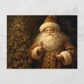 Kerstman Kerst Gouden Ornamenten Dennenboom Briefkaart (Voorkant)