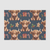 Kerstman Kerst Highland Koe Tissuepapier (Voorkant)