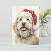 Kerstman Kerst Hond Plat Kerstkaart (Staand voorkant)