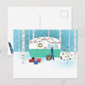 Kerstman kerst kampeerder kaart (Voorkant / Achterkant)