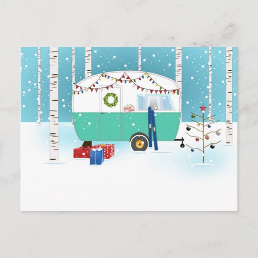 Kerstman kerst kampeerder kaart (Voorkant)