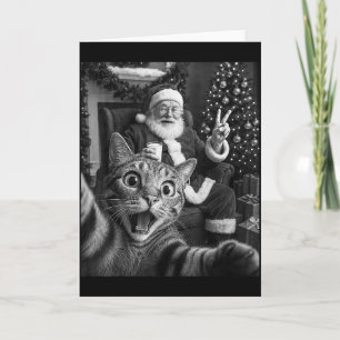 Kerstman Kerst Merry X-mas Grappige Kat Selfie Kaart
