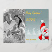 Kerstman Kerst monochrome foto Folie Feestdagen Briefkaart (Voorkant)