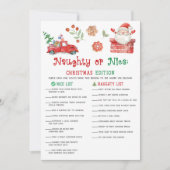 Kerstman Kerst Naughty or Nice Spel Feestdagenkaart (Voorkant)