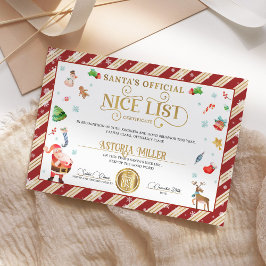 Kerstman Kerst Officiële Nice List Certificaat Kaart