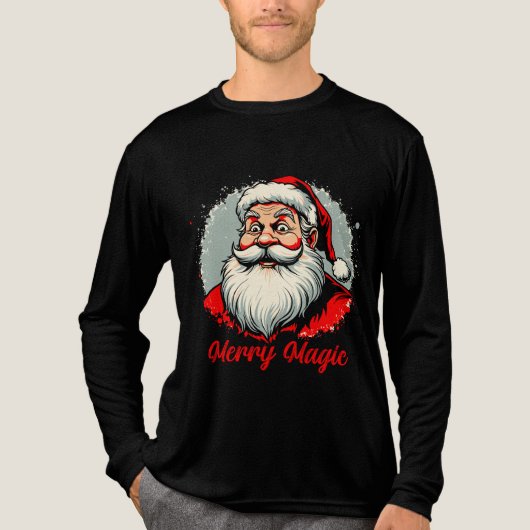Kerstman kerst ontwerp met vrolijke magie Tri-Blend shirt (Voorkant volledig)