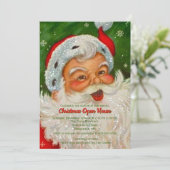 Kerstman Kerst Open Huis in vintage stijl Kaart (Staand voorkant)