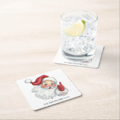 Kerstman Kerst Papier Coaster | Retro Holi Kartonnen Onderzetters (Insitu)
