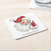 Kerstman Kerst Papier Coaster | Retro Holi Kartonnen Onderzetters (Schuin)