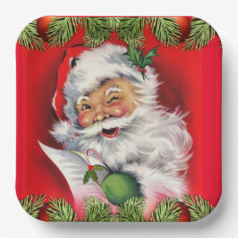 Kerstman kerst papieren bord vintage
