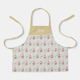 Kerstman Kerst Patroon Watercolor Monogram Schort