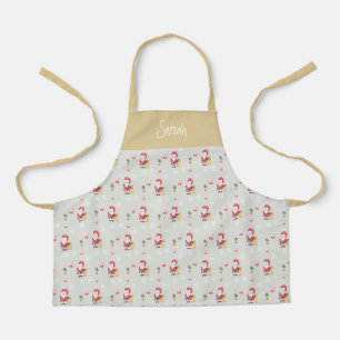 Kerstman Kerst Patroon Watercolor Monogram Schort