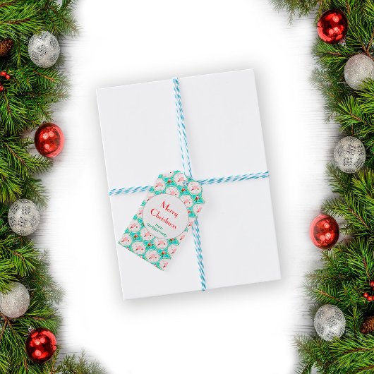 Kerstman Kerst Pickleball Ogee Patroon Cadeaulabel