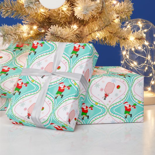 Kerstman Kerst Pickleball Ogee Patroon Inpakpapier (Feestdagen)