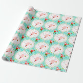 Kerstman Kerst Pickleball Ogee Patroon Inpakpapier (Uitgerold)