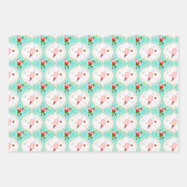 Kerstman Kerst Pickleball Ogee Patroon Inpakpapier Vel