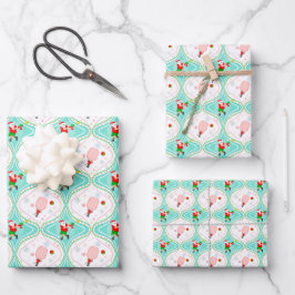 Kerstman Kerst Pickleball Ogee Patroon Inpakpapier Vel