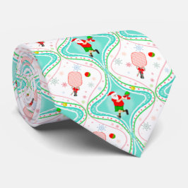 Kerstman Kerst Pickleball Ogee Patroon Stropdas