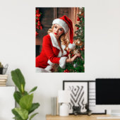 Kerstman kerst pinup dame poster (Thuiskantoor)