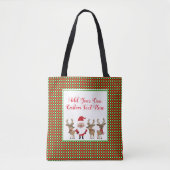 Kerstman Kerst Plaid Aangepaste Typografie Tote Bag (Voorkant)