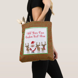 Kerstman Kerst Plaid Aangepaste Typografie Tote Bag
