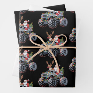 Kerstman Kerst Reuzen Truck Kerstmis  Inpakpapier Vel