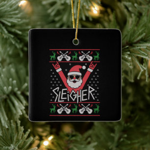 Kerstman Kerst Rock n Roll Verschrikkelijke Trui Keramisch Ornament