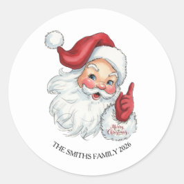 Kerstman Kerst Rond Sticker in Vintage Stijl
