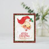  Kerstman Kerst Rood Groen Glitter Feestdagenkaart (Staand voorkant)