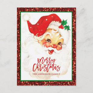  Kerstman Kerst Rood Groen Glitter Feestdagenkaart