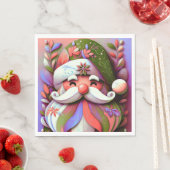 Kerstman Kerst Roze Paars Groen Servet (Insitu)