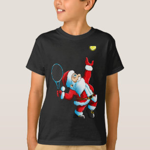 Kerstman Kerst Santa Claus Tennisspel Tennisracket T-shirt
