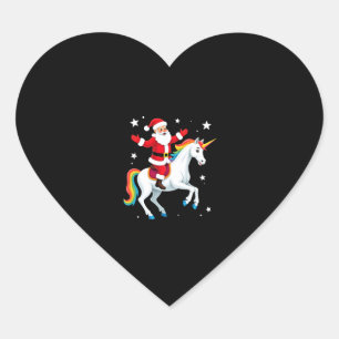 Kerstman Kerst Santa Ridder Eenhoorn Xmas Meisjes  Hart Sticker