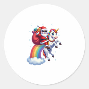 Kerstman kerst Santa Ridder eenhoorn Xmas Meisjes  Ronde Sticker