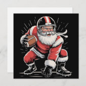 Kerstman Kerst Santa Voetbal Lineman Quarterback  Feestdagenkaart (Voorkant / Achterkant)
